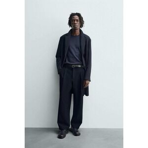 Zara Regular Fit Wool Coat Black Medium New‎ With Tags